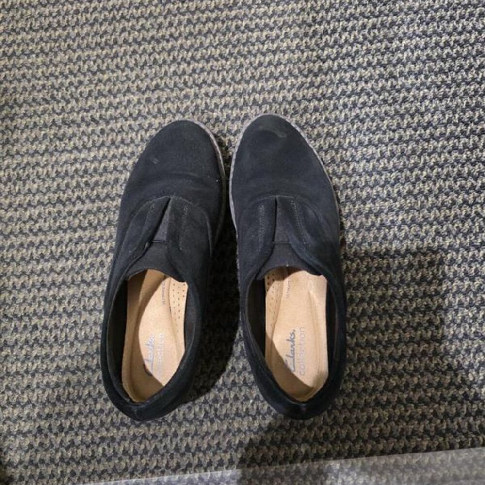 Clarks Zylah Sky Women's Suede Wedge Shoes